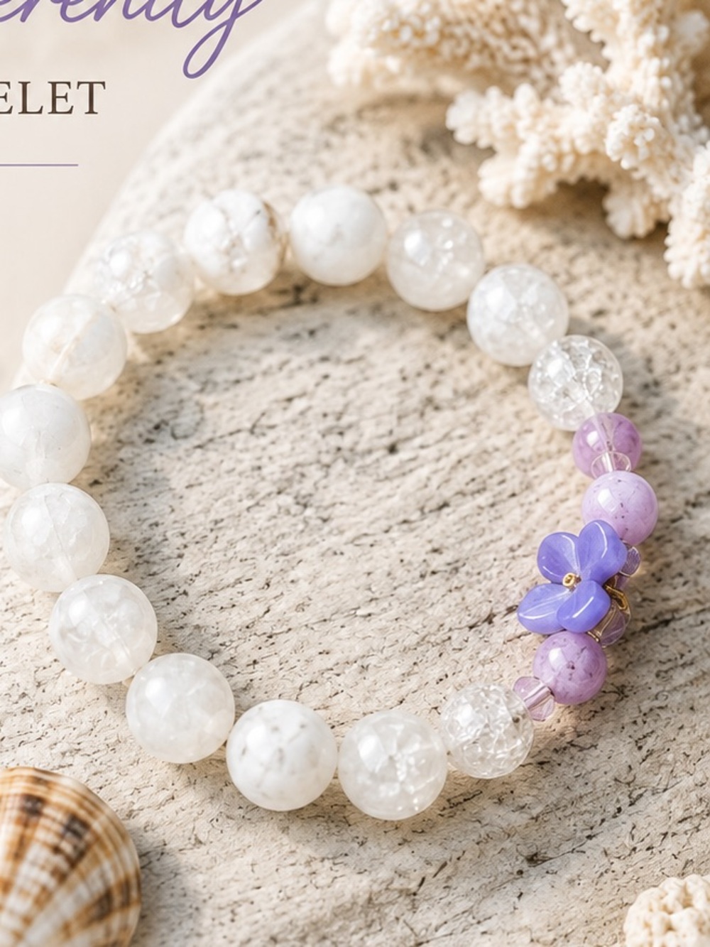Coastal Serenity Gemstone Bracelet - White & Lilac